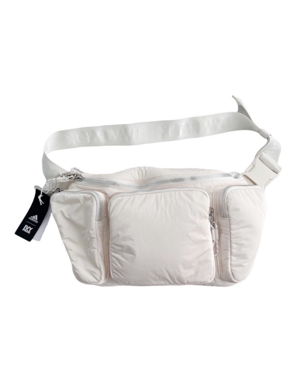 Adidas X IVY PARK Oversized Crossbody Fanny Pack White Quilted Waist Bag